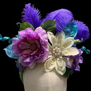 Elegant Purple and Cream Floral Headpiece